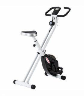 SPORTNOW Folding Exercise Bike with Heart-Rate Sensor for Home Use, Black/White