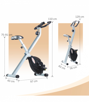SPORTNOW Folding Exercise Bike with Heart-Rate Sensor for Home Use, Black/White