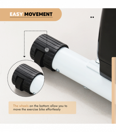 SPORTNOW Folding Exercise Bike with Heart-Rate Sensor for Home Use, Black/White