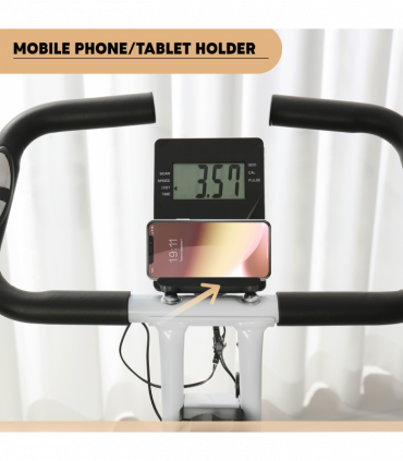 SPORTNOW Folding Exercise Bike with Heart-Rate Sensor for Home Use, Black/White