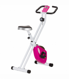 SPORTNOW Folding Exercise Bike with Heart-Rate Sensor for Home Use, Pink/White