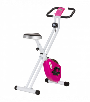 SPORTNOW Folding Exercise Bike with Heart-Rate Sensor for Home Use, Pink/White