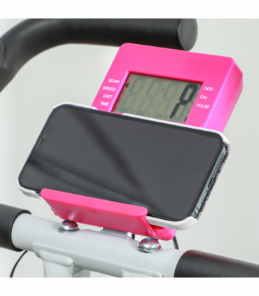 SPORTNOW Folding Exercise Bike with Heart-Rate Sensor for Home Use, Pink/White