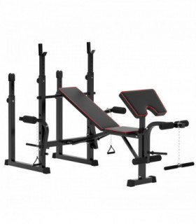 SPORTNOW Folding Weight Bench with 2 Barbell Rack and Preacher Curl Bench
