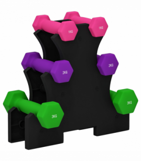 SPORTNOW Hex Dumbbells Set with Dumbbell Rack, 2 x 1kg, 2 x 2kg, 2 x 3kg