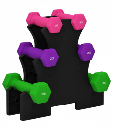 SPORTNOW Hex Dumbbells Set with Dumbbell Rack, 2 x 1kg, 2 x 2kg, 2 x 3kg