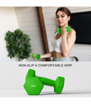 SPORTNOW Hex Dumbbells Set with Dumbbell Rack, 2 x 1kg, 2 x 2kg, 2 x 3kg