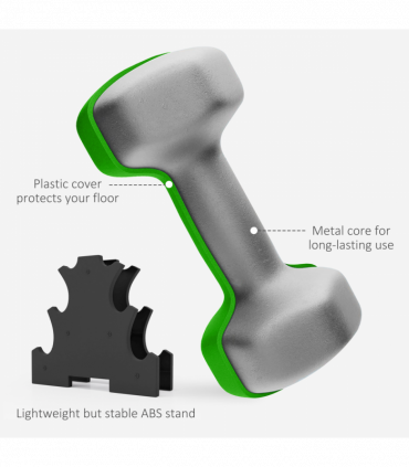 SPORTNOW Hex Dumbbells Set with Dumbbell Rack, 2 x 1kg, 2 x 2kg, 2 x 3kg