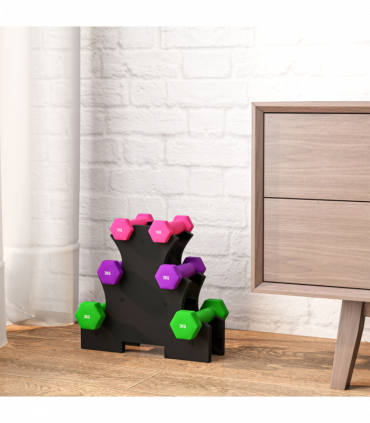 SPORTNOW Hex Dumbbells Set with Dumbbell Rack, 2 x 1kg, 2 x 2kg, 2 x 3kg