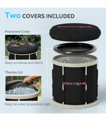 SPORTNOW Ice Bath Tub Outdoor, 210L Portable Cold Water Therapy Tub, Black