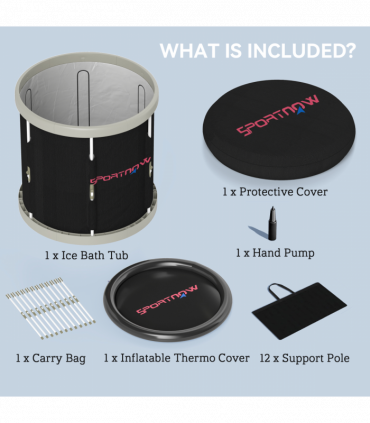 SPORTNOW Ice Bath Tub Outdoor, 210L Portable Cold Water Therapy Tub, Black