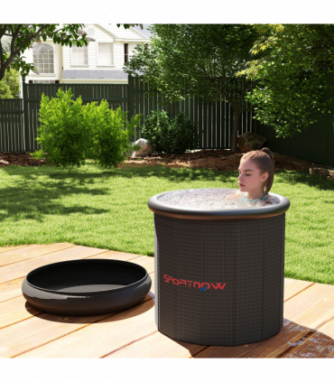 SPORTNOW Ice Bath Tub Outdoor, 300L Portable Cold Water Therapy Tub, Black
