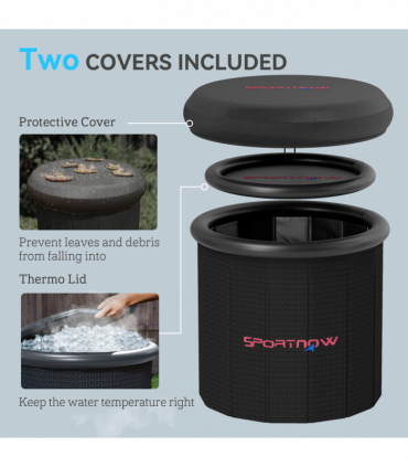SPORTNOW Ice Bath Tub Outdoor, 300L Portable Cold Water Therapy Tub, Black