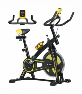 SPORTNOW Indoor Exercise Bike Stationary Bike for Home Gym Workout, Yellow
