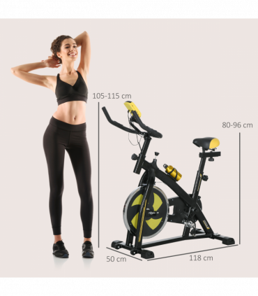 SPORTNOW Indoor Exercise Bike Stationary Bike for Home Gym Workout, Yellow