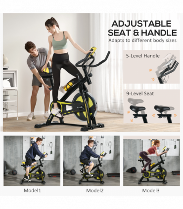 SPORTNOW Indoor Exercise Bike Stationary Bike for Home Gym Workout, Yellow