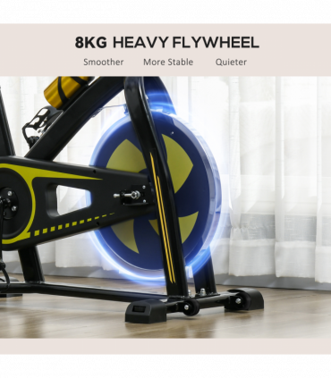 SPORTNOW Indoor Exercise Bike Stationary Bike for Home Gym Workout, Yellow