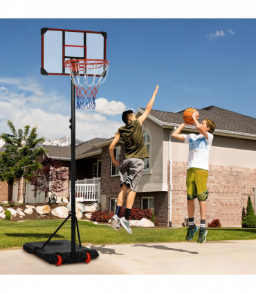 SPORTNOW Kids Adjustable Basketball Hoop and Stand w/ Wheels, 1.8-2m