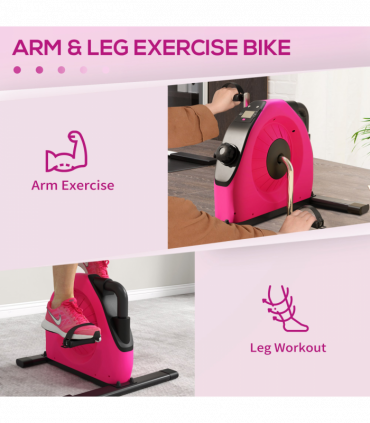 SPORTNOW Mini Exercise Bike, Under Desk Bike for Legs, Arms Workout, Red