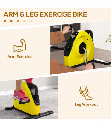 SPORTNOW Mini Exercise Bike, Under Desk Bike for Legs, Arms Workout, Yellow