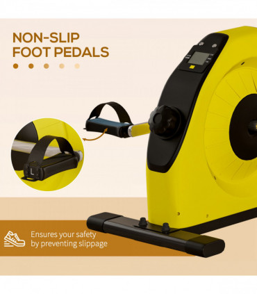 SPORTNOW Mini Exercise Bike, Under Desk Bike for Legs, Arms Workout, Yellow