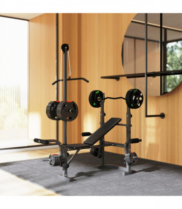 SPORTNOW Multi-Exercise Incline or Flat Weight Bench with Bench Press Rack