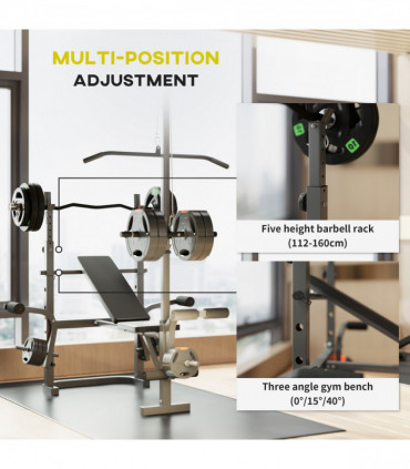 SPORTNOW Multi-Exercise Incline or Flat Weight Bench with Bench Press Rack