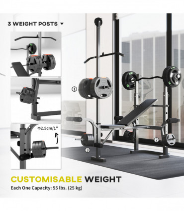 SPORTNOW Multi-Exercise Incline or Flat Weight Bench with Bench Press Rack