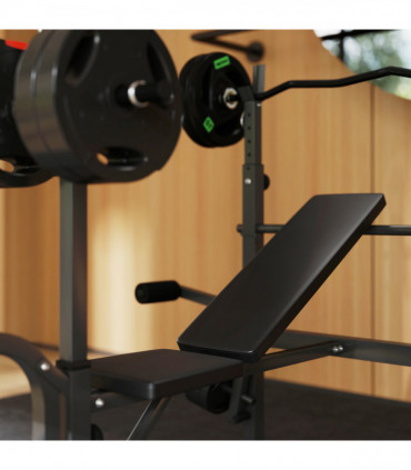 SPORTNOW Multi-Exercise Incline or Flat Weight Bench with Bench Press Rack