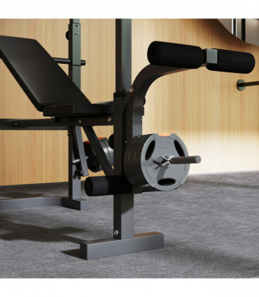 SPORTNOW Multi-Exercise Incline or Flat Weight Bench with Bench Press Rack
