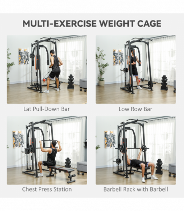 SPORTNOW Multi-Gym Smith Machine Power Cage for Home Gym Weight Lifting