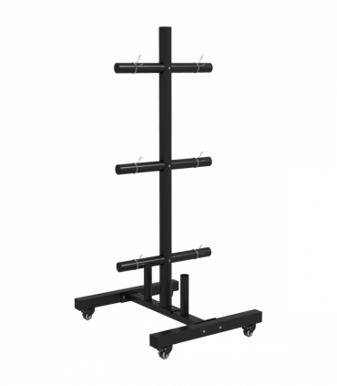 SPORTNOW Olympic Weight Plate Rack with 4 Wheels and 6 Fasten Clamps