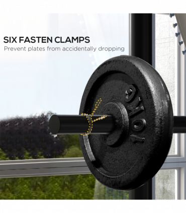 SPORTNOW Olympic Weight Plate Rack with 4 Wheels and 6 Fasten Clamps