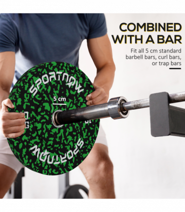 SPORTNOW Olympic Weight Plates with 5cm Holes for Weight Lifting, 2 x 10kg