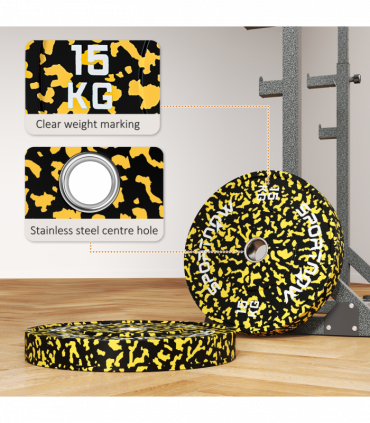 SPORTNOW Olympic Weight Plates with 5cm Holes for Weight Lifting, 2 x 15kg