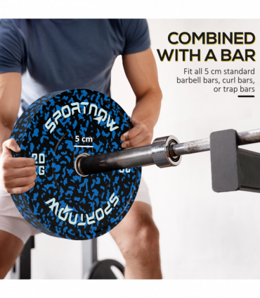 SPORTNOW Olympic Weight Plates with 5cm Holes for Weight Lifting, 2 x 20kg