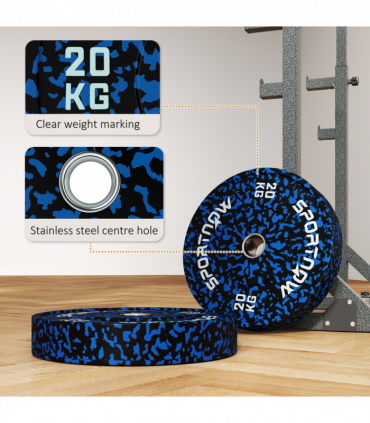 SPORTNOW Olympic Weight Plates with 5cm Holes for Weight Lifting, 2 x 20kg
