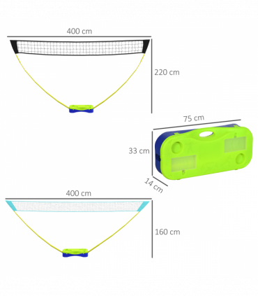 SPORTNOW Portable Badminton Net Set with Volleyball Net, Rackets, Shuttlecocks