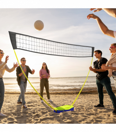 SPORTNOW Portable Badminton Net Set with Volleyball Net, Rackets, Shuttlecocks