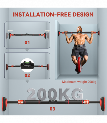 SPORTNOW Pull Up Bar Doorway from 96-130 cm (37.8"-51.2"), No Screws