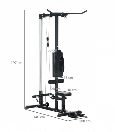 SPORTNOW Pull Up Station Power Cage with Adjustable Seat, Home Gym, Black