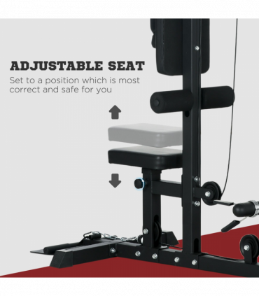 SPORTNOW Pull Up Station Power Cage with Adjustable Seat, Home Gym, Black