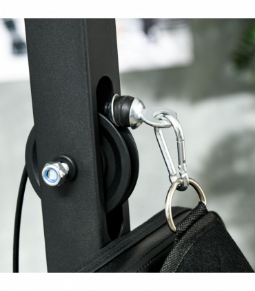 SPORTNOW Pull Up Station Power Cage with Adjustable Seat, Home Gym, Black