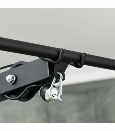 SPORTNOW Pull Up Station Power Cage with Adjustable Seat, Home Gym, Black