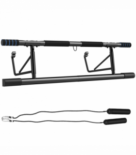 SPORTNOW Pull-Up Bar Doorway Push Up Stand w/ Resistance Bands for Home Gym