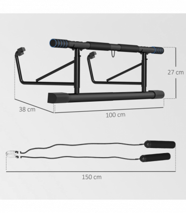 SPORTNOW Pull-Up Bar Doorway Push Up Stand w/ Resistance Bands for Home Gym