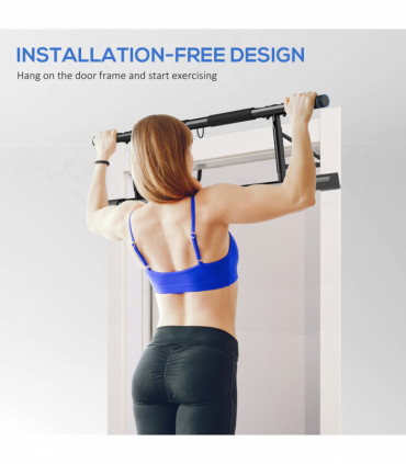 SPORTNOW Pull-Up Bar Doorway Push Up Stand w/ Resistance Bands for Home Gym