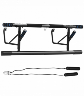 SPORTNOW Pull-Up Bar Doorway Push Up Stand w/ Resistance Bands, Blue
