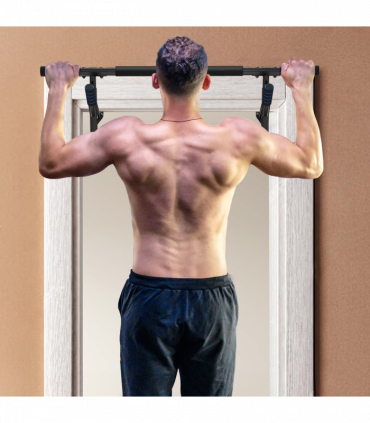 SPORTNOW Pull-Up Bar Doorway Push Up Stand w/ Resistance Bands, Blue