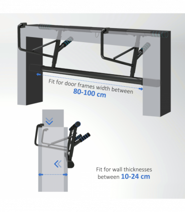 SPORTNOW Pull-Up Bar Doorway Push Up Stand w/ Resistance Bands, Blue